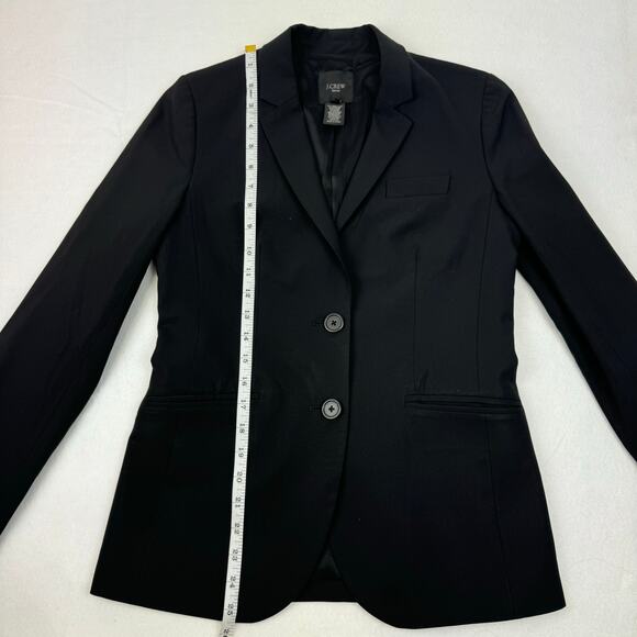 J Crew Tollegno 1900 Wool Blazer Jacket Black Stretch Single Breasted Womens 2 - Picture 13 of 15